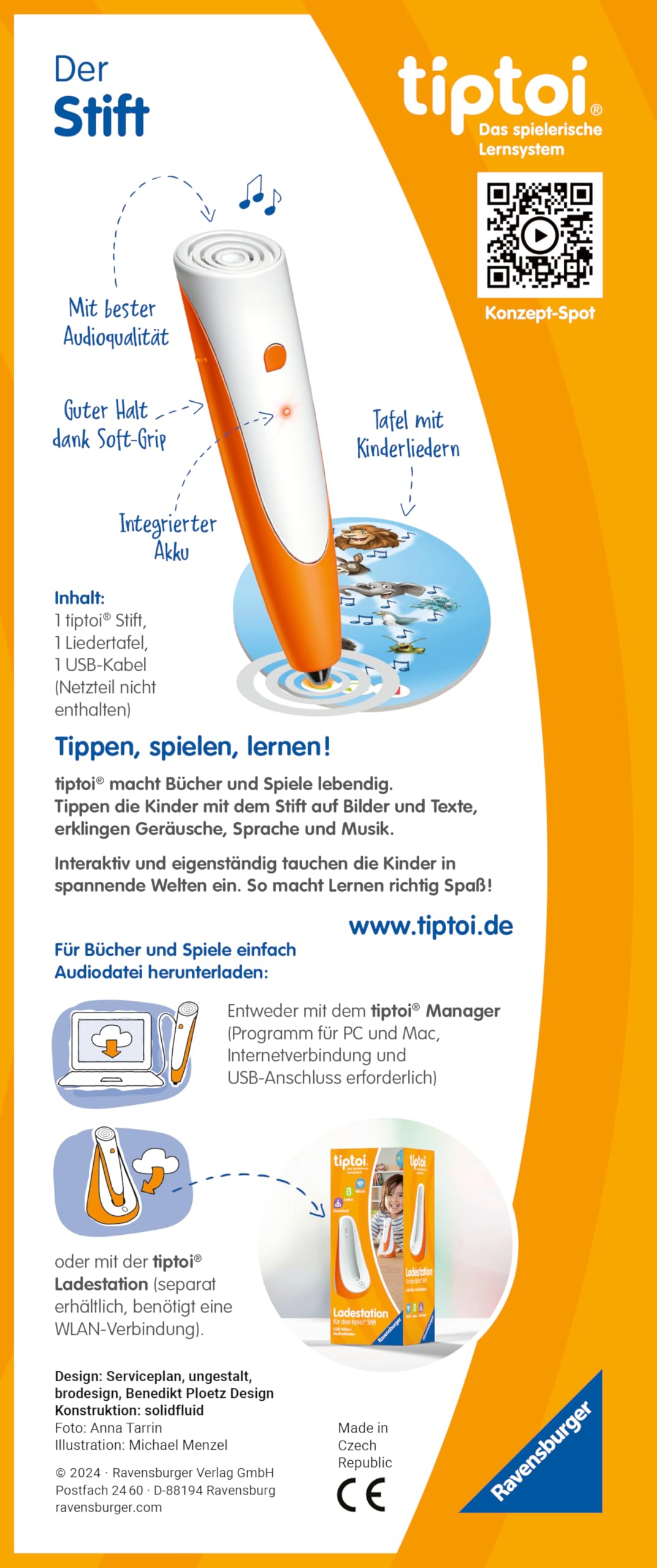 Ravensburger tiptoi Pen with Song Table 00233 - The playful learning system, educational toy for children aged 2 and up - with tiptoi pen