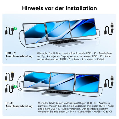 2025 Newest Laptop Screen Extender, 14.1" FHD 1200P IPS Display laptop screen extension, Plug & Play Triple Monitor, compatible with 14"-17" for Windows, Mac, Android, Chrome