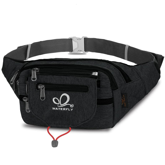 WATERFLY waist bag fanny pack for women and men, suitable for running, fitness, jogging, hiking.