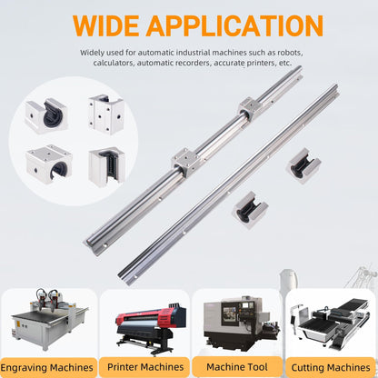 CNCYEAH Linear bearings and SBR12 support rail 2 pieces SBR12-700mm 12 MM Linear bearings slide guide shaft + 4 pieces SBR 12UU blocks, for 3D printers and CNC machines.