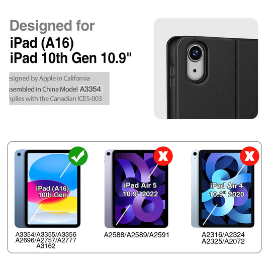 Antbox case for iPad (A16) 11th generation 2025 11-inch/iPad 10th generation 2022 10.9-inch with pencil holder Pencil Holder Auto Sleep/Wake Function PU Leather Cover Protective Case (Black)
