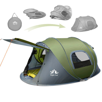 Night Cat 4-Person Waterproof Backpacking Tent: Camping tent for outdoor sports, picnicking, hiking, and traveling.