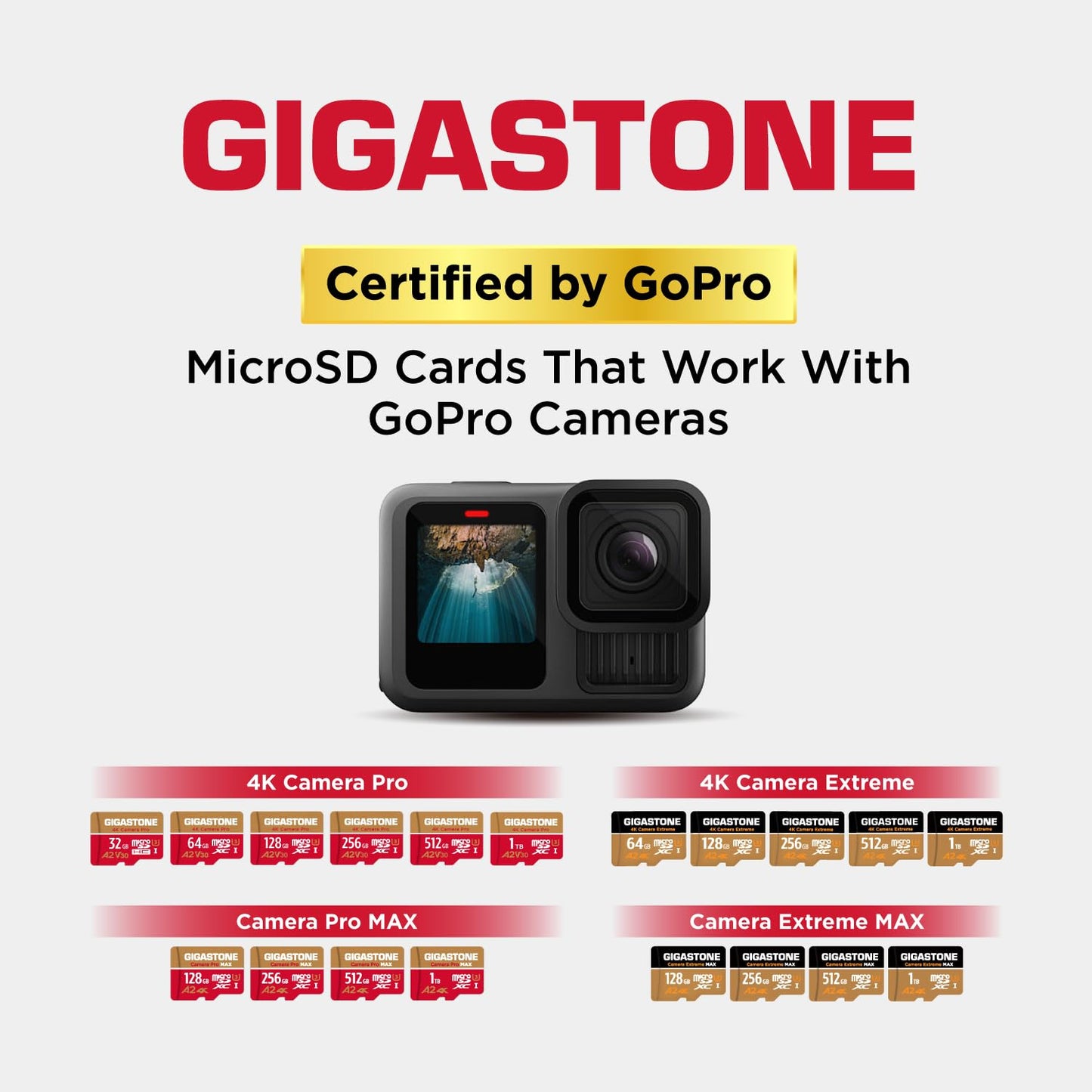 5 years free data recovery included. GIGASTONE 128GB Micro SD card, 4K Camera Pro, up to 100/50 MB/s, for Gopro, insta360, DJI, A2 V30.