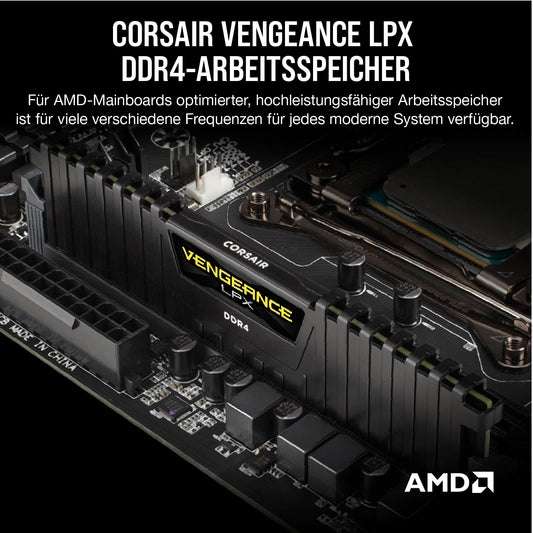 Corsair Vengeance LPX 32GB (2 x 16GB) DDR4 3600MHz C18, High Performance Desktop Memory Kit (AMD Optimised) - Black