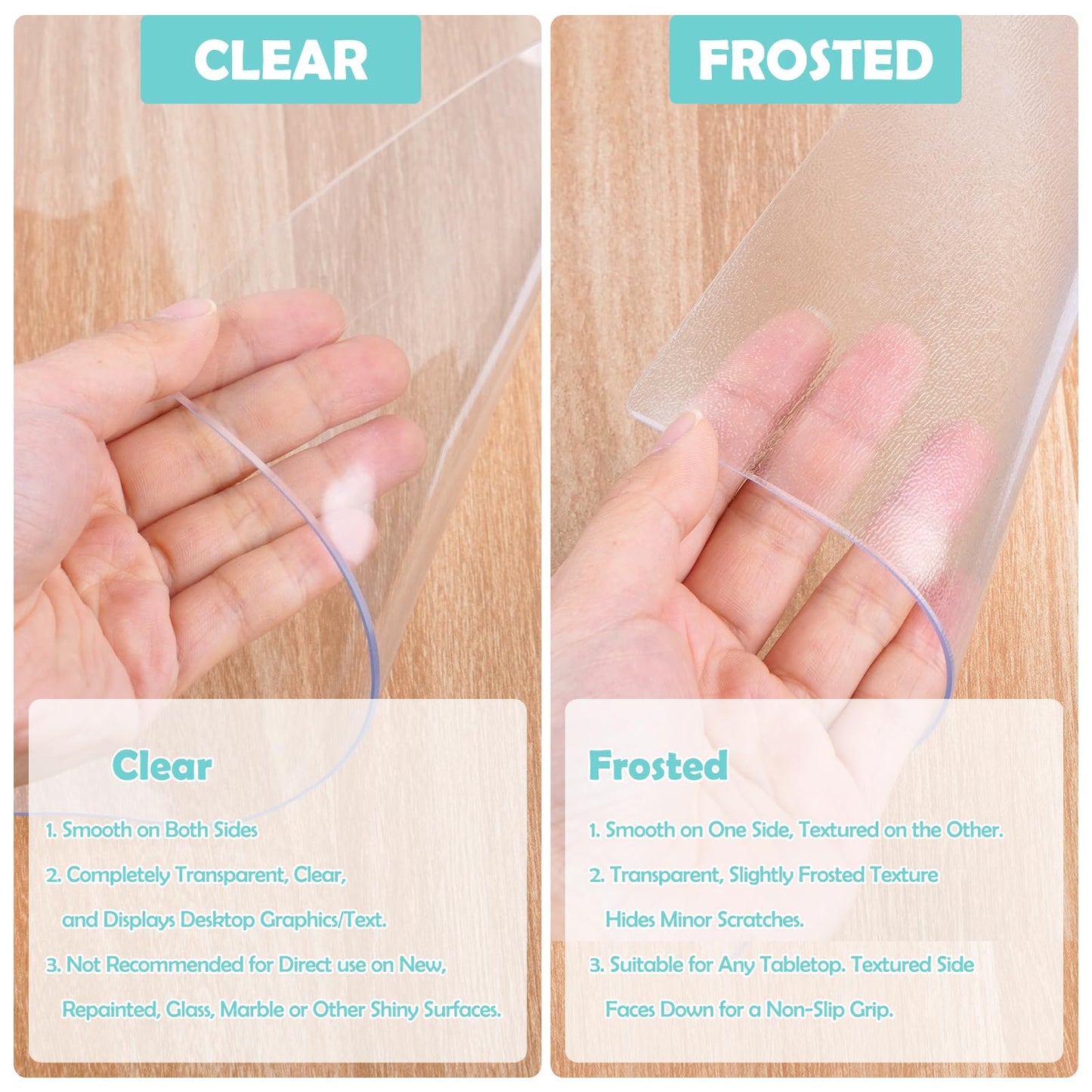 YSWOVUO Desk Pad Transparent, 100x50x0.15 cm Desk Pad Clear, Waterproof Desk Pad Transparent, PVC Table Protection Pad for Office and Home