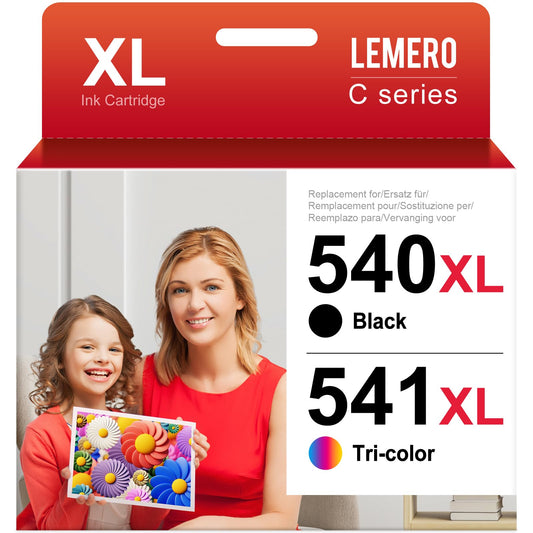 Lemero 540XL 541XL cartridges compatible with Canon printer cartridges 540 541 XL multipack PG-540 CL-541 for Canon Pixma TS5150 TS5151 MG3650S MG3650 MG3150 MG3250 MG3550 MG3600 (Black/Color, 2-Pack)