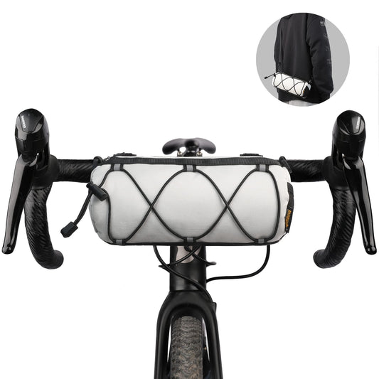 Rhinowalk bike handlebar bag front bag bicycle storage bag with shoulder strap for road bike mountain bike cycling travel (White)