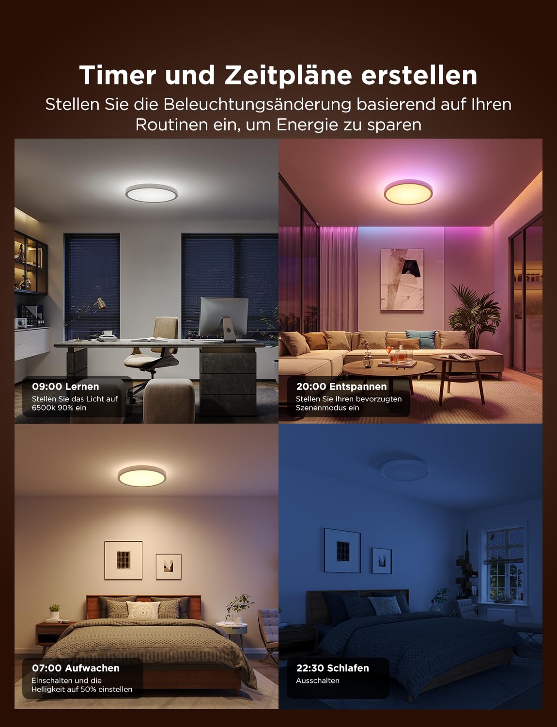 Govee RGBIC Smart Ceiling Light, 24W Ø30cm dimmable LED Ceiling Light, LED Ceiling Lamp with 16 million DIY colors, Compatible with Alexa & Google Assistant, for bedroom, 2 pieces.