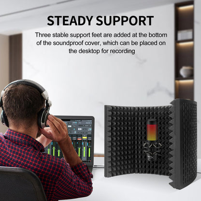 aokeo Microphone Isolation Shield, Studio Microphone Soundproofing Foam Reflector for any Condenser Microphone Studio Recording Equipment