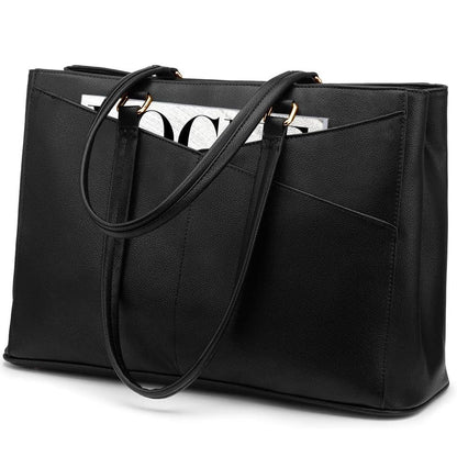 LOVEVOOK laptop bag for women 15.6 inch, handbag for women work bag teacher tote large, waterproof shopper bag shoulder bags briefcase messenger bag tote bag for business school, black