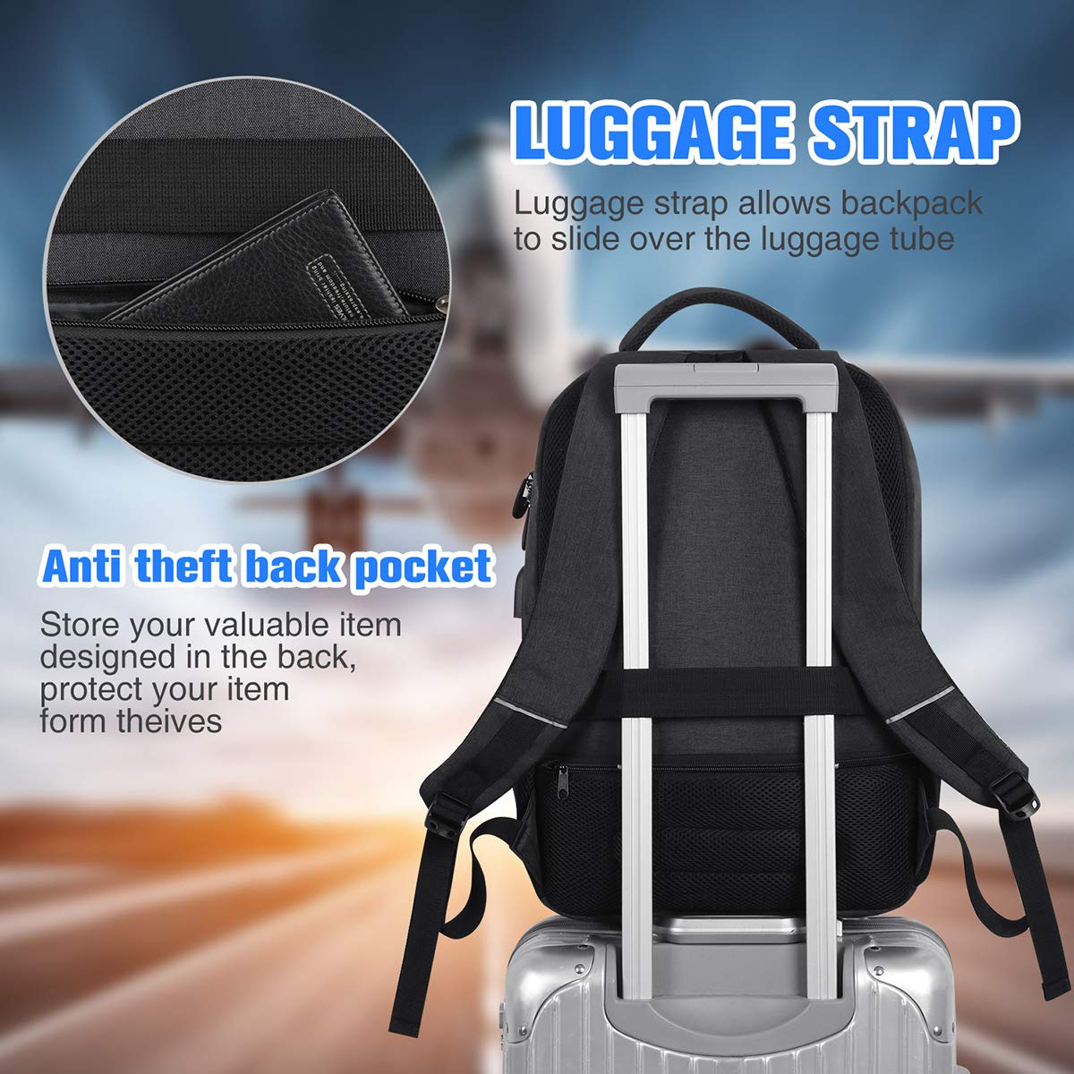 Men's backpack, school backpack for boys teenagers, laptop backpack for school daypacks for work hiking traveling camping for 15.6 inch laptop.