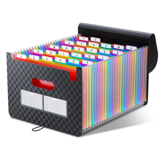ThinkTex A4 Document Folder, 26 Pockets Expandable File Folder Large Capacity File Organizer Accordion Folder Portable Sorting Folder for Home or Office Documents