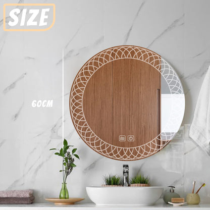 YOSHOOT Bathroom Mirror with Lighting, 60cm Round Wall Mirror LED Lighting, Anti-fog Large Makeup Mirror, Touch Button Dimmable 3 Colors LED Light 6400K IP44 (Kaleidoscope)