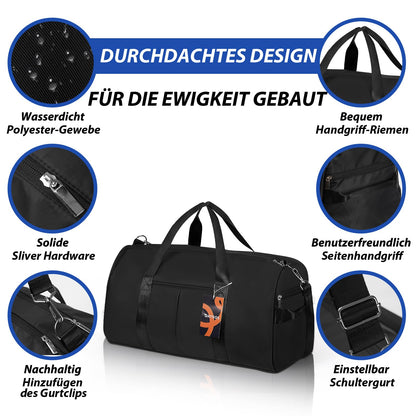 DAYGOS sports bag for men, duffle bag with shoe compartment & wet pocket, waterproof 40L gym bags, swim bag, training bag for sports, gym & fitness, weekend travel duffel bag (black)