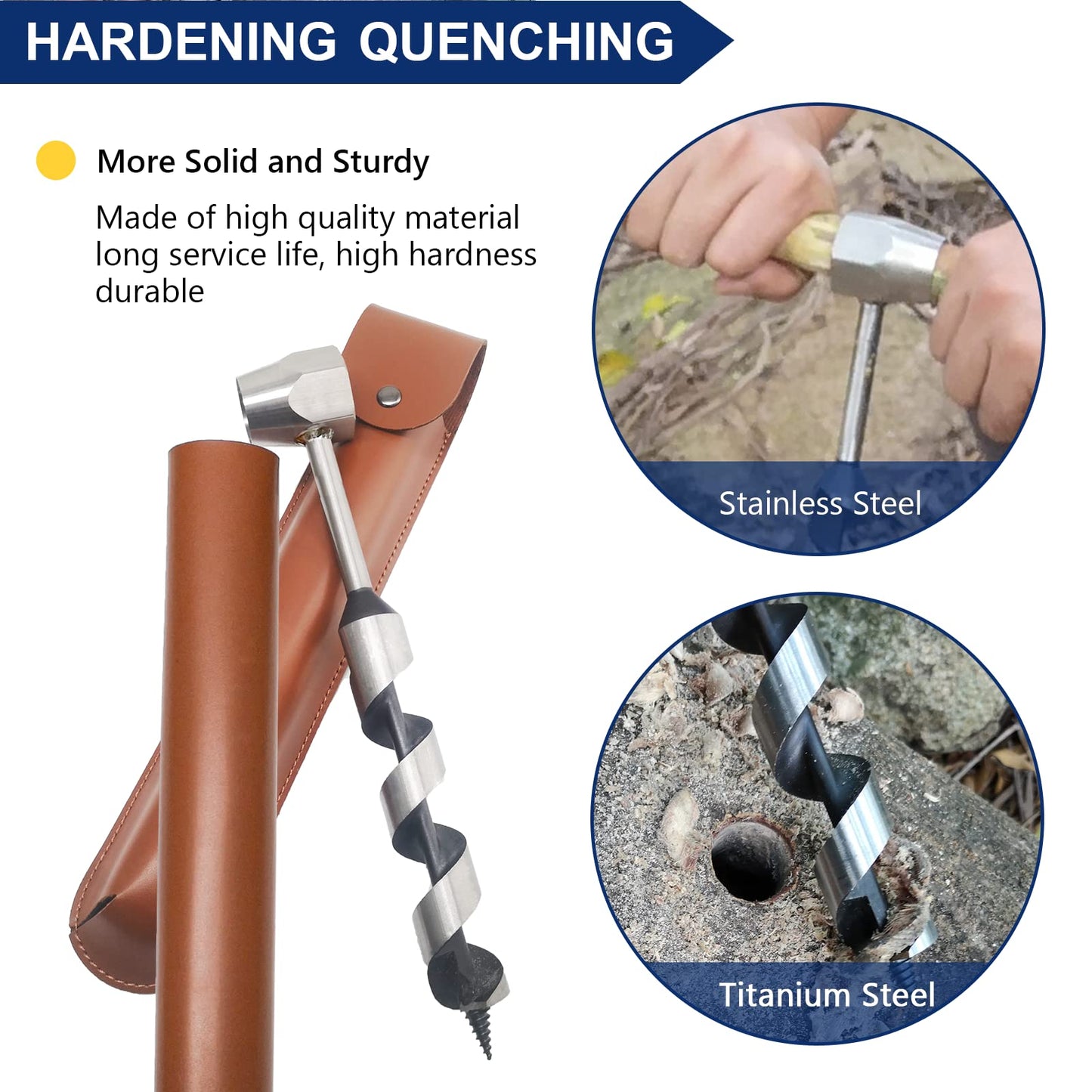 Hand drill Bushcraft Manual screwdriver, Hand drill Outdoor Auger Bushcraft with Holster & Blow Fire Tube, Wood drill Scotch Eye for outdoor/camping/bushcraft settlers.