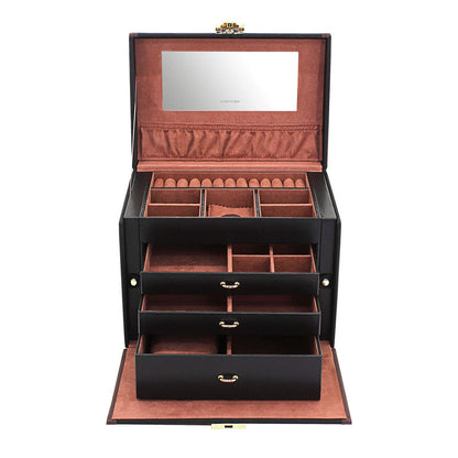 Friedrich23 Jewelry Box - Jewelry and Watch Case Copenhagen 2.0 Microfiber in black - Drawers and hinged door