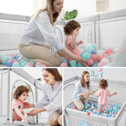 EAQ Baby Playpen with Mat 150x150cm Play Yard Safety Playground with super soft, breathable mesh, child fence for infants toddlers