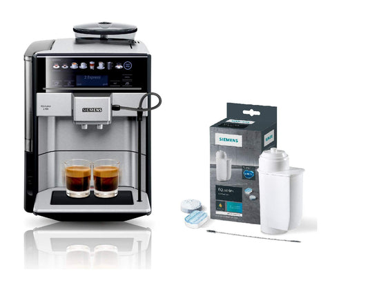 Siemens EQ.6 plus s700 automatic coffee machine TE657503DE, automatic cleaning, direct selection + maintenance set TZ80004A, optimal cleaning, thorough descaling, for coffee machines of the EQ.series.