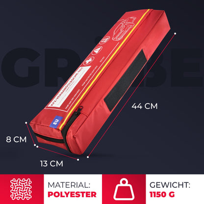 Automotive first aid kit including warning triangle & high-visibility vest until 2029 [EU-compliant] according to DIN 13164:2022. First aid kit, emergency set for car, camper, and home. 100% reliable. Smart Planet.