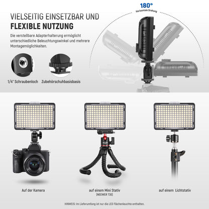 NEEWER 176 LED Video Light Set: Dimmable video light panel, streaming light with 2200mAh Li-Ion battery, key light with USB charger and carrying bag for product and portrait lighting camera photography.