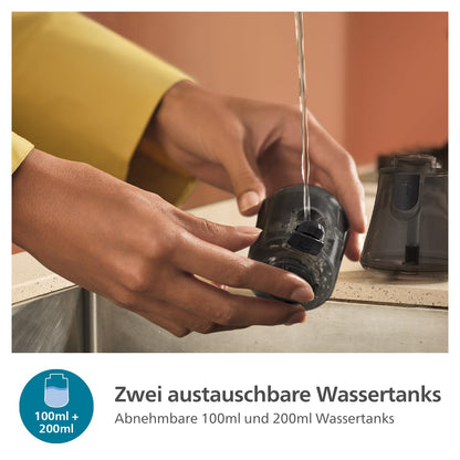 Philips Steamer 7000 Series - 1500W, 28g/min steam output, pointed metal heating plate, 2 removable water tanks, includes glove/StyleMat, Black (STH7060/80)