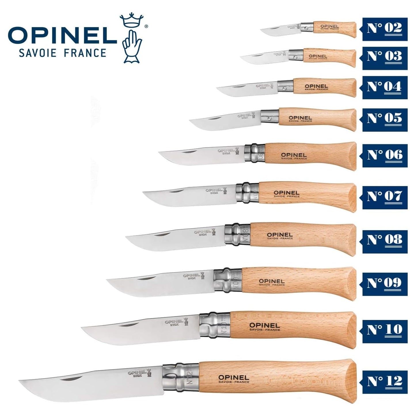 Opinel O001084 pocket knife, beige, 12 cm, hardwood brown