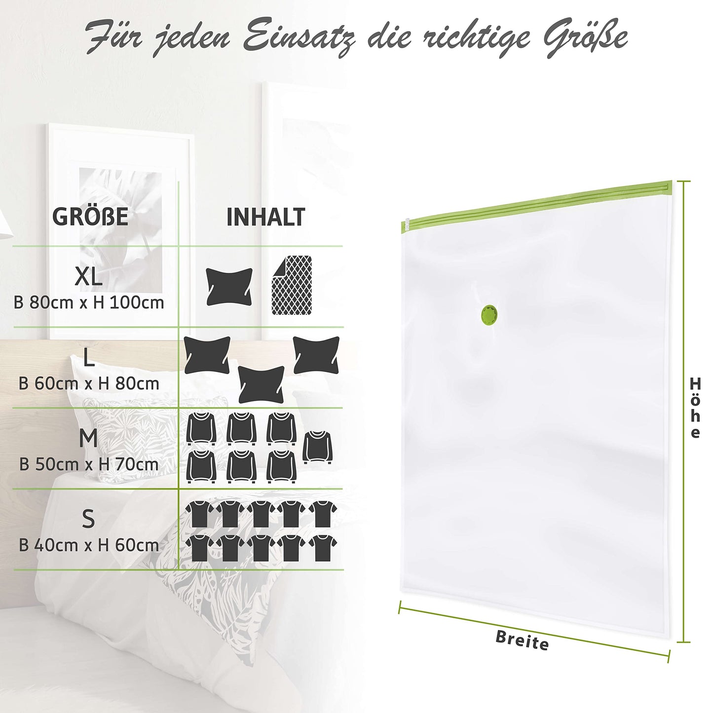 NORDIC® - Vacuum bags for clothing - 6x size S (60x40cm) - BPA free - Includes labels - Small vacuum bags - Clothing vacuum storage bags