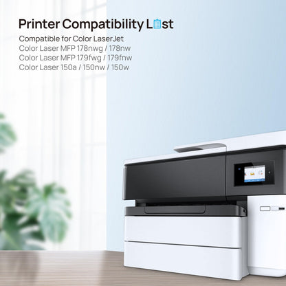 117A Toner Set 117A Compatible for HP 117A for Toner HP Color Laser MFP 178nwg MFP 179fwg 178nw 179fnw 179 178 Laser 150a 150nw 150w W2070A W2071A W2072A W2073A (1 Black, 1 Cyan, 1 Magenta, 1 Yellow)