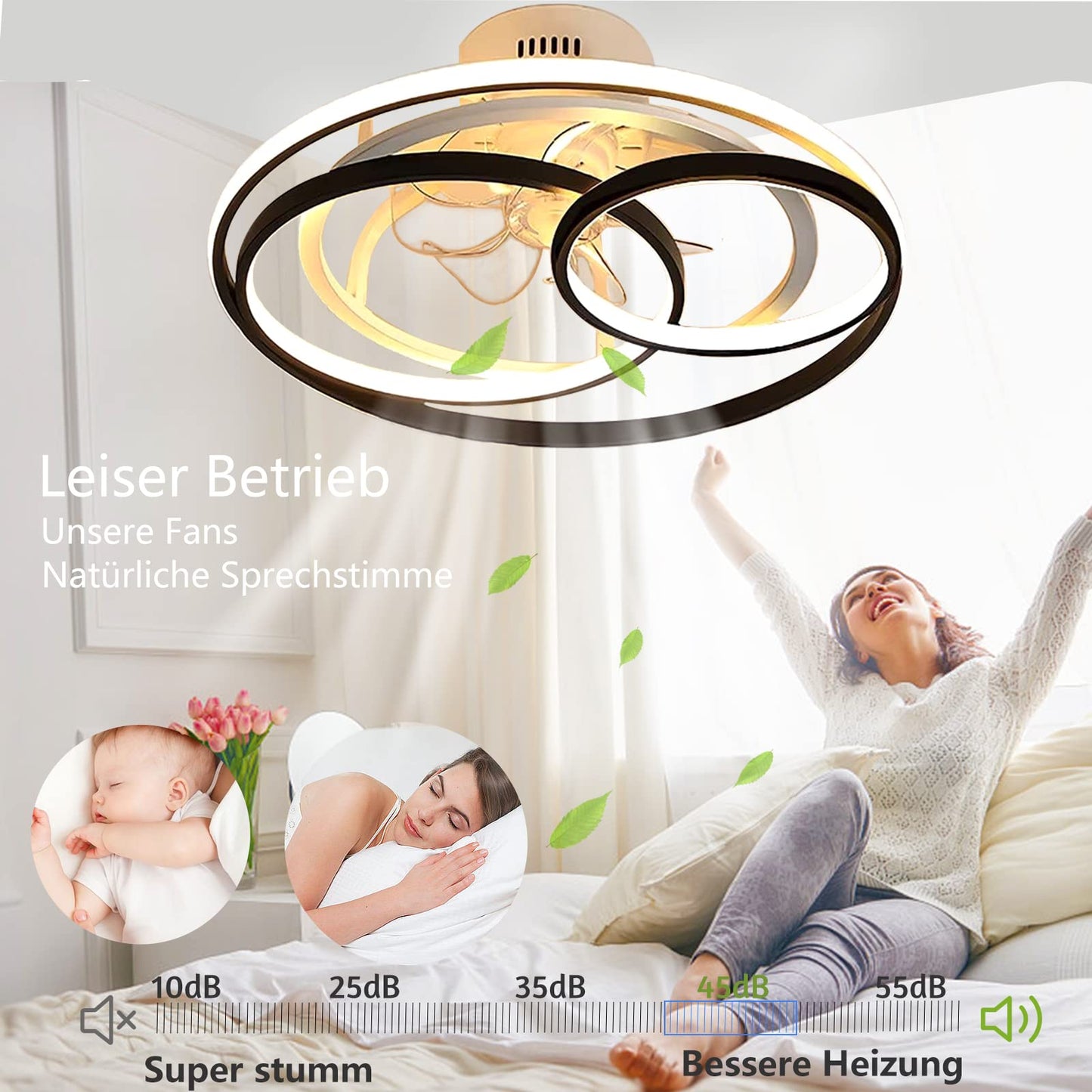 Wildcat ceiling fan with lighting, LED ceiling light with fan remote control Fan ceiling light Invisible Quiet ceiling lamp for dining room living room bedroom [Energy class F]
