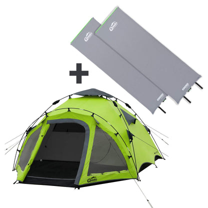 qeedo Quick Oak 3 camping instant tent, Quick-Up system, includes 2 XL sleeping mats