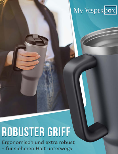 My Vesperbox Kinny Cup - thermos cup - water bottle with straw 500, 950, 1200ml - coffee mug to go - stainless steel thermos bottle BPA & melamine free