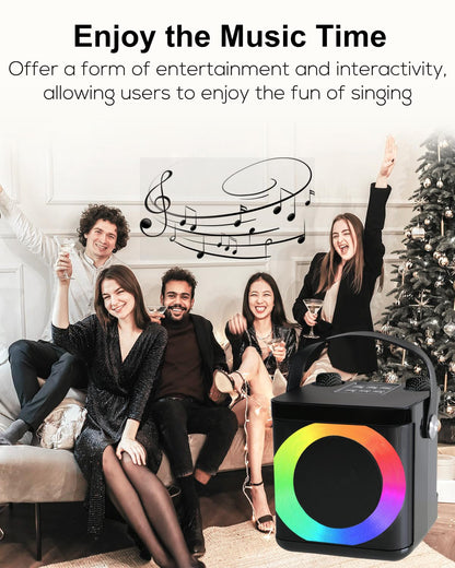 Portable karaoke machine with 2 microphones, Bluetooth karaoke set for kids and adults with voice changing effects & LED lights. Perfect for boys and girls gifts and home parties.