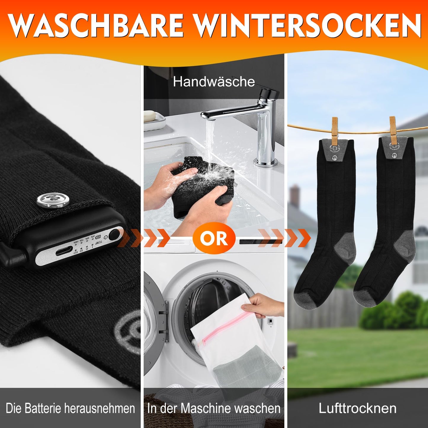 Youtelit Heated Socks with APP Control 6000mAh Foot Warmers Warm Socks Women Men Washable 4 Temperature Rechargeable Heated Socks for Skiing, Cycling, Fishing, Camping, Hiking