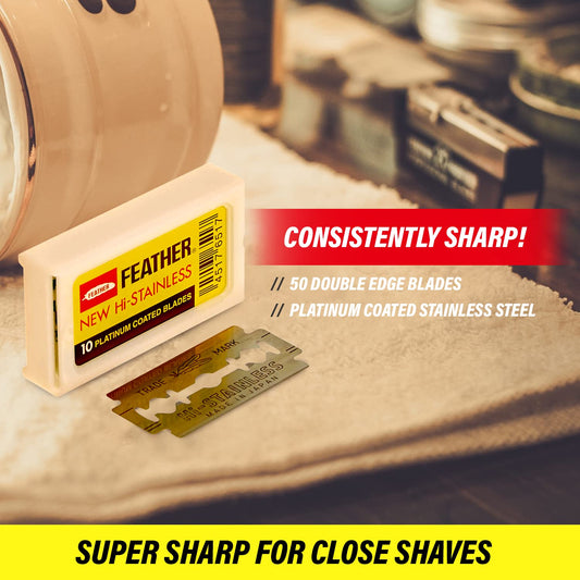 200 Feather Razor Blades NEW Hi-stainless Double Edge by Feather