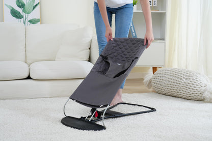 Reference to baby bouncer. Reference Belltop compatible with BabyBjorn Bouncer: Balance, Soft, and Bliss. Ergonomic baby bouncer seat. Hypoallergenic quilting. (Gray)
