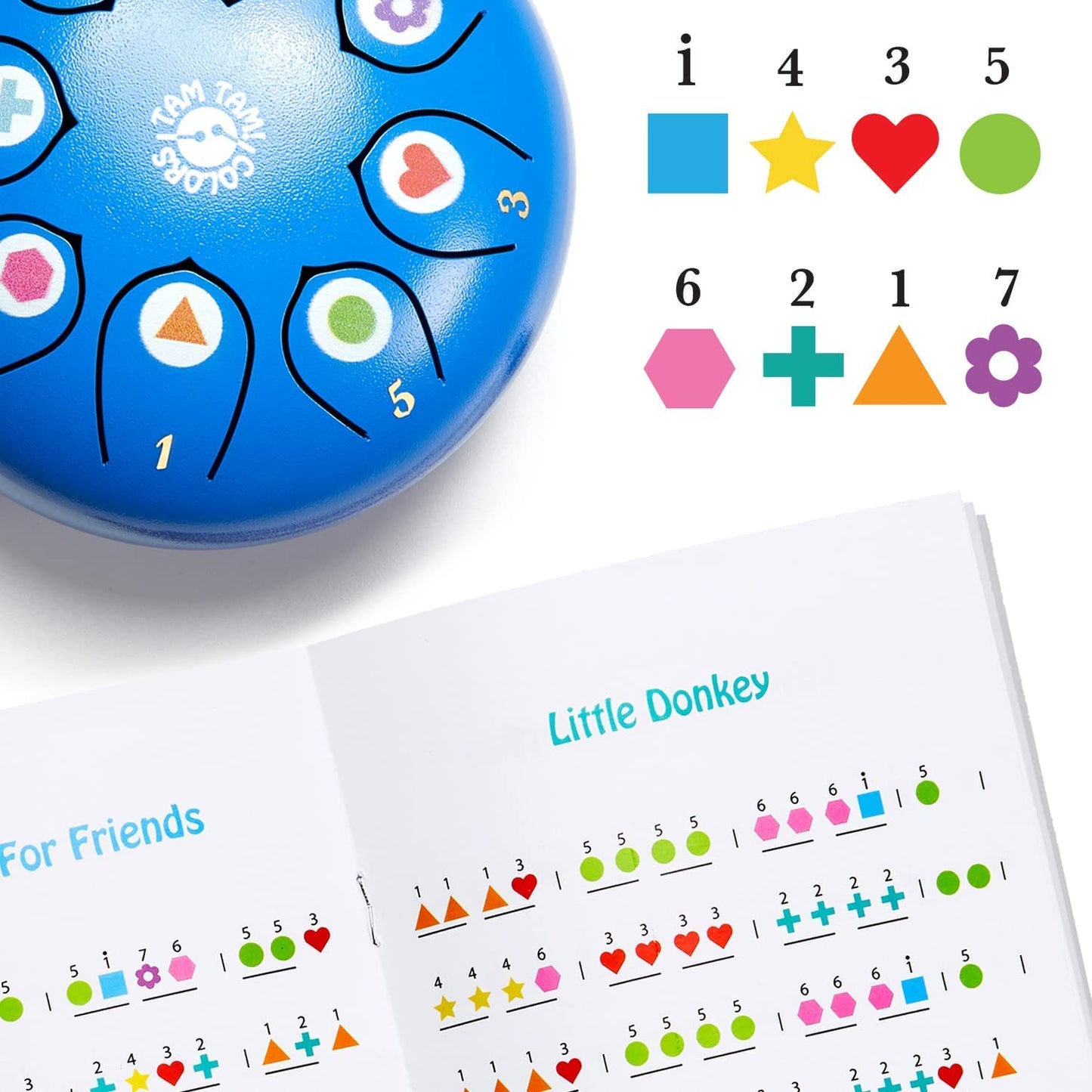 Montessori children's drum - handpan tongue drum for kids aged 3-6, easy to play, promotes creativity & concentration, comes with mallets, music book & bag.