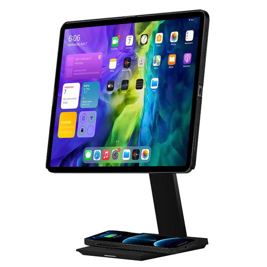 Pitaka Magnetic Tablet Stand - Adjustable holder with 15W wireless charging for iPad Pro and all tablets [MagEZ Stand] - Premium holder compatible with MagEZ Case 2 - Black