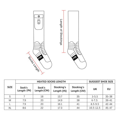 DR. WARM Heated Socks Men Women, 7.4V 3000MAH Electric Rechargeable Battery Socks, Winter Cotton Socks Foot Warmer (Black/Red, L)