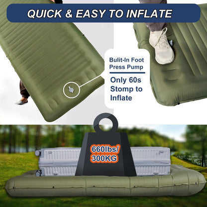 Origin Isomatte Camping Self-inflating, 14cm Ultralight Sleeping Pad Inflatable Compact Size, Self-inflatable Air Mattress Outdoor with Foot Pump for Hiking, Beach, Travel, Tent, Hammock