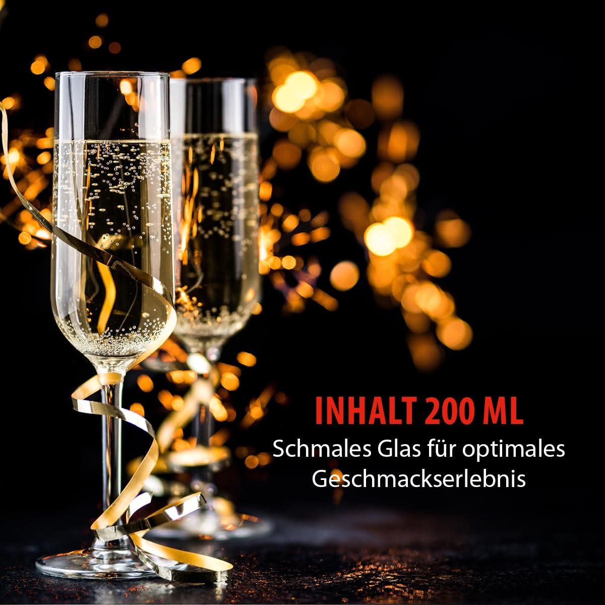 Alpina champagne glasses 22cl - Set of 4 champagne glasses - Also suitable for Cava and Prosecco - Drinking glasses set - Dishwasher safe glass.