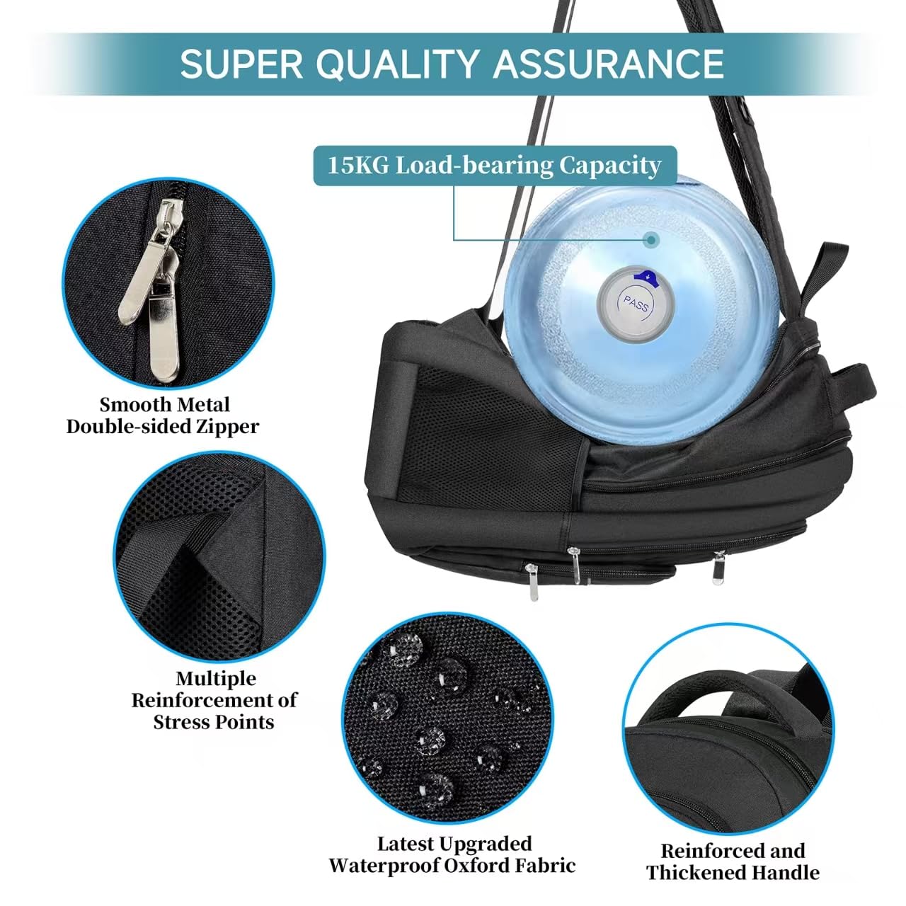 Large Backpack for Men, Waterproof Laptop Backpack 17.3 Inch School Backpack with USB Charging Port Anti Theft Business Work Travel Backpack for Teenage Boys Men (Black)