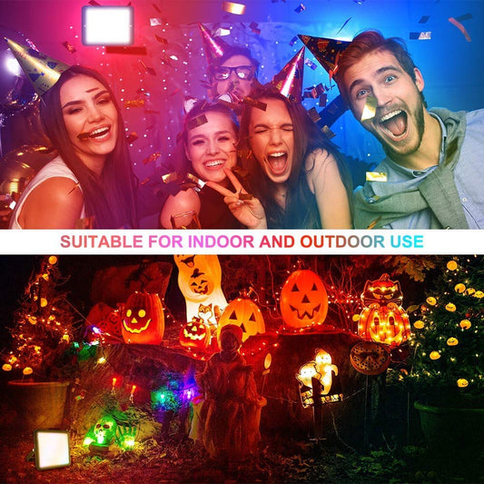 Tubiaz 8-pack RGB spotlight 50W, color changing LED outdoor spotlight with remote control, RGB LED floodlight 16 colors 4 modes with memory function, IP66 waterproof for gardens courtyards (no plug)