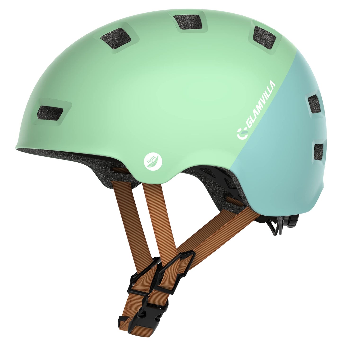 GLAMVILLA Skaterhelm Bike Helmet Ultralight Urban Helmet for Kids/Women/Men, Adjustable Unisex Skateboard E-Scooter Roller BMX Protective Helmet, only 260g/270/280g (Mint Green with Grass Green, M(54-57cm))