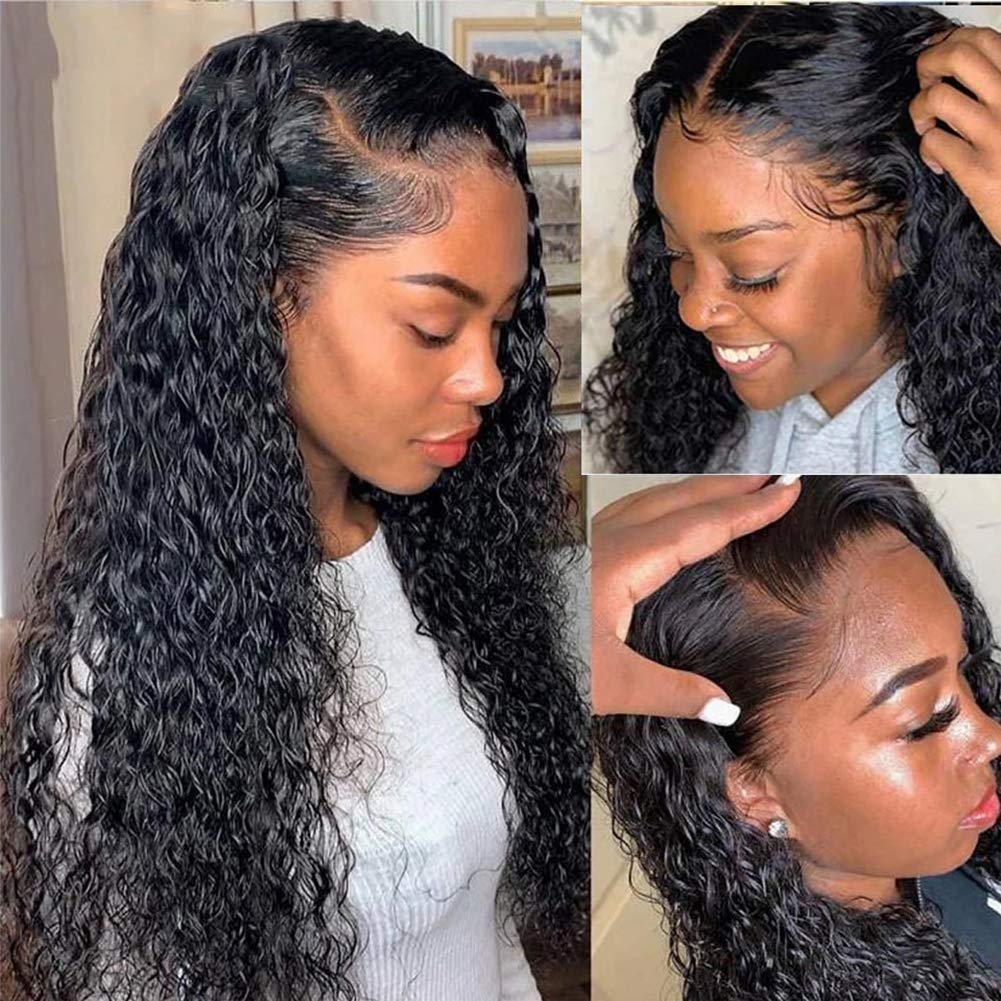 Real hair wig 5x5 lace closure wigs Brazilian water wave frontals wig pre plucked 130 density glueless free part with baby hair 5 inch deep part 9a 22 inch