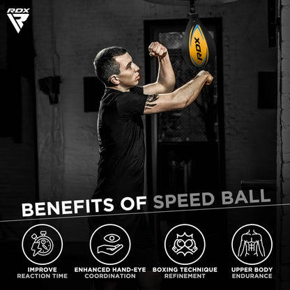 RDX Speed Bag Adult Leather Set, Speedball Hanging with Bracket, Professional Punching Ball Boxing Speed Bag, Speed Ball Boxing Training Equipment.