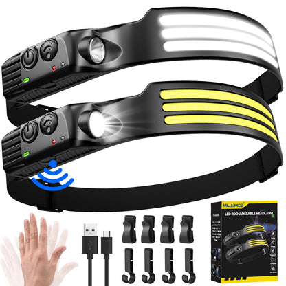Headlamp LED Rechargeable, 3000 Lumens Super Bright 230° Wide Angle 3*LED White Light Sensor Headlamp Headlamp, IPX5 Waterproof 0.14lb Lightweight Headlamps for Camping, Jogging, Hiking, Fishing.