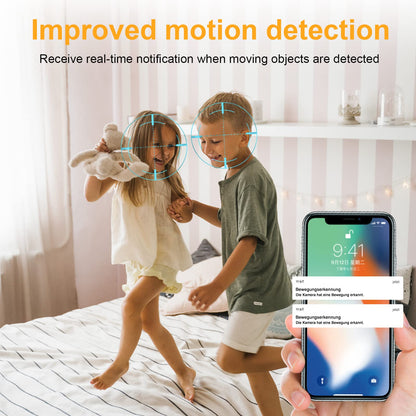 ANTELA Surveillance Camera Indoor 2.4/5GHz WiFi, 1080P WLAN Indoor Camera, 355°/90°, 2-way Audio, IR Night Vision, Motion Detection, Compatible with Alexa/Google Home (1pc)