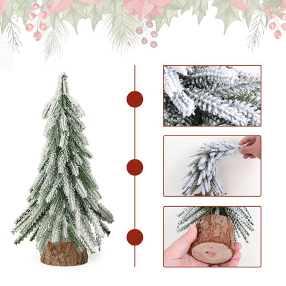 COLOFALLA 2 pieces Mini Christmas Tree 20cm 25cm Mini Pine Tree Miniature Table Decoration with wooden base Artificial Christmas Tree Christmas Table Decor Gifts for Christmas