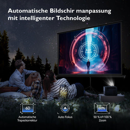 4K projector with Netflix, 1000 ANSI lumens projector auto focus/keystone correction daylight projector WiFi 6 Bluetooth, 1080P Full HD projector home theater Prime Video