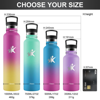 KollyKolla thermos bottle 750ml with straw, suitable for carbonated drinks, vacuum stainless steel insulated bottle, BPA-free, ideal for sparkling water, school, outdoor, adults.